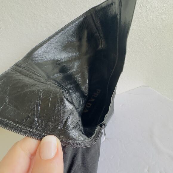 PRADA Nylon Ankle Boots Black Block Heel Womens Size 39/US 9.5 – Made in Italy - Picture 11 of 14